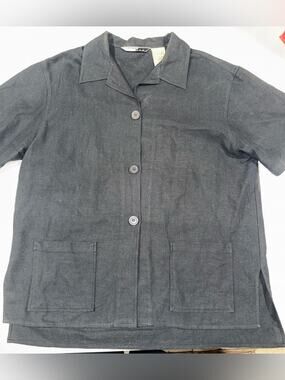 Studio Black Short-Sleeve Shirt Jacket